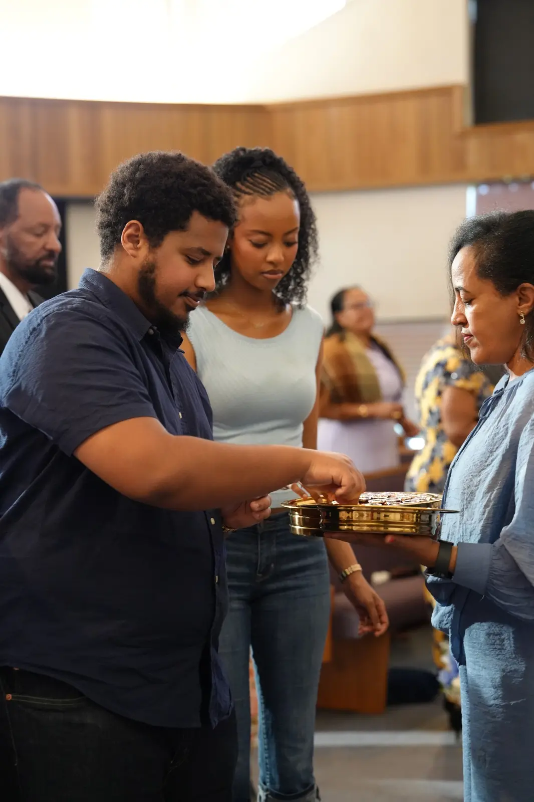 Church members sharing communion